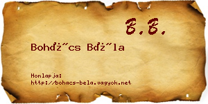 Bohács Béla névjegykártya