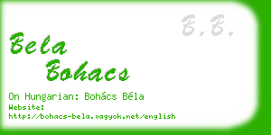 bela bohacs business card